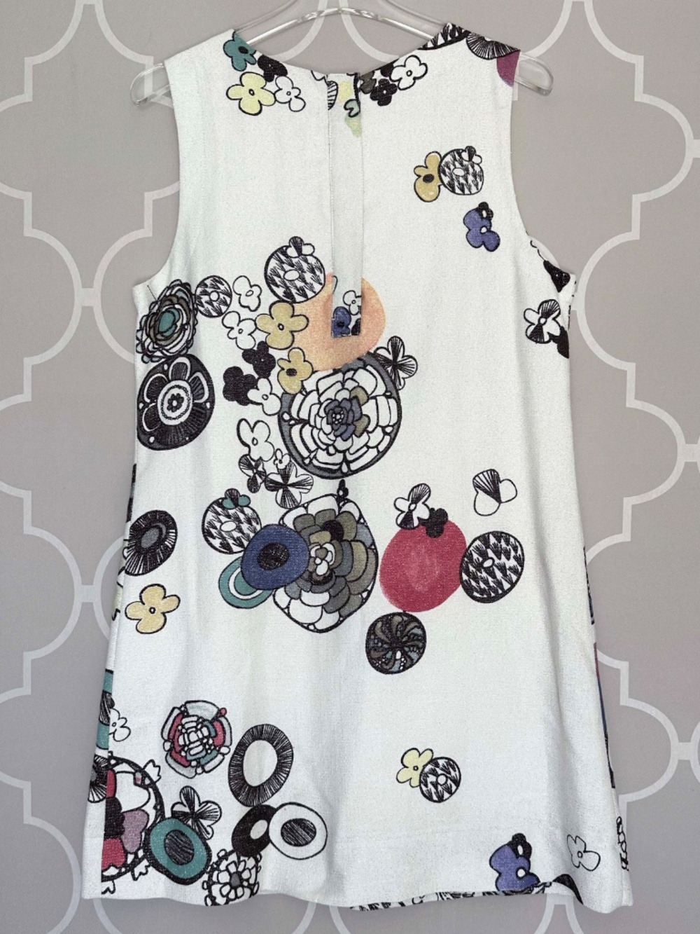 NWT See by Chloé White Graphic Sparkle Print Shift Dress Sleeveless Mini US 10 - Picture 5 of 8